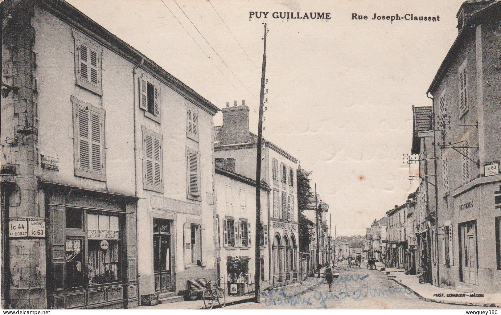 63 PUY GUILLAUME      Rue   Joseph Claussat      TB PLAN   Env; 1920.      RARE - Chateldon
