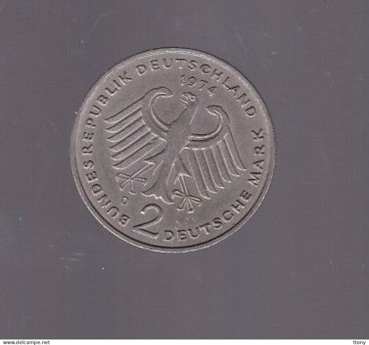 4 pièces  2 mark  F  . D  . J   1988  - 1974 - 1971 -1982   bundes  répuplik  Deutschland