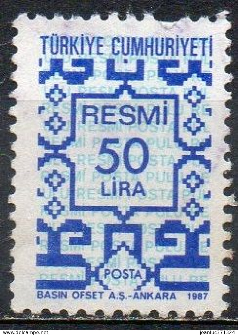 TURQUIE N° Serv 180 O Y&T 1987 Tapisserie - Timbres De Service