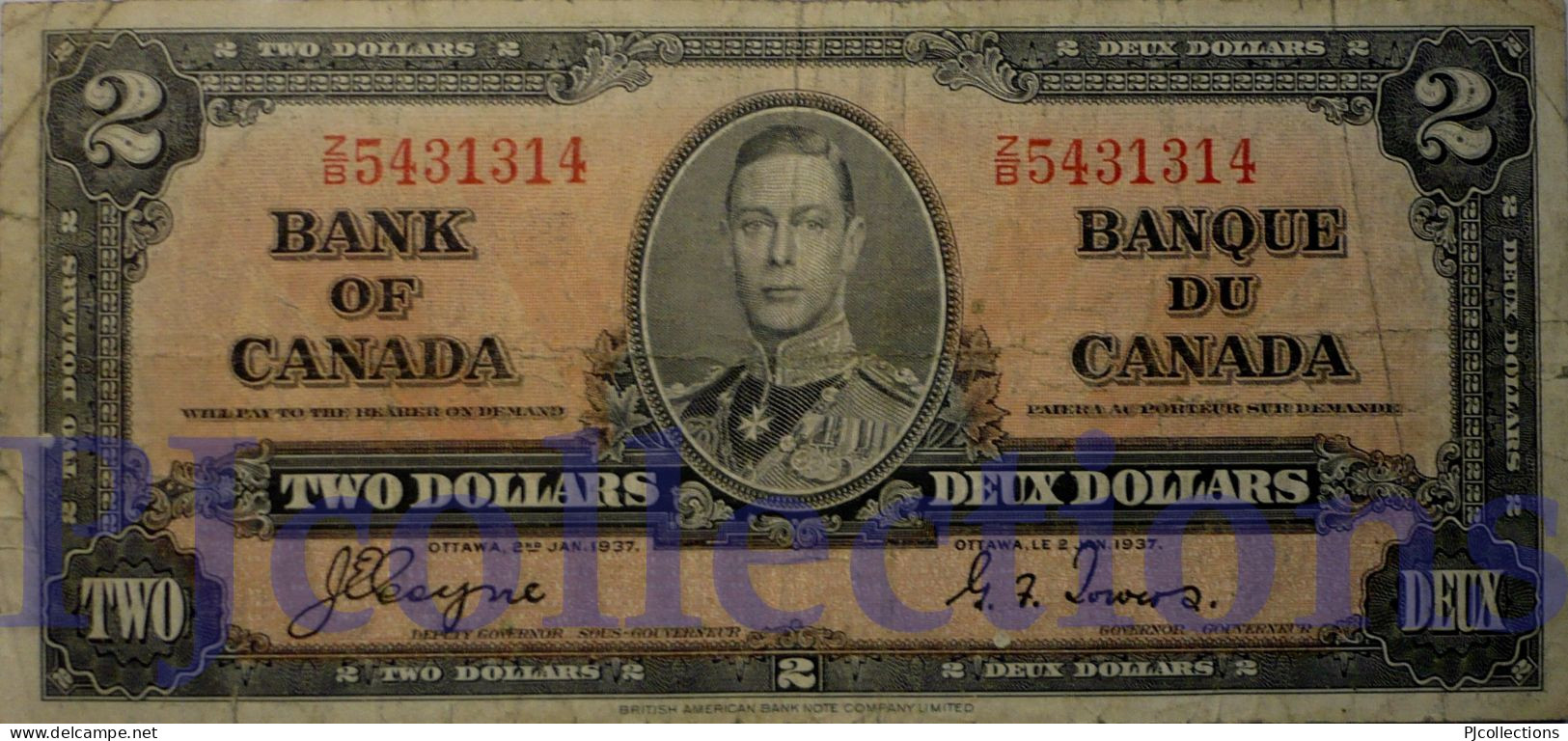 CANADA 2 DOLLARS 1937 PICK 59c F/VF - Kanada