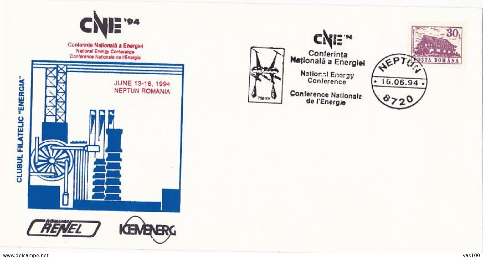 SCIENCE, ENERGY, ELECTRICITY, NATIONAL ENERGY CONFERENCE, SPECIAL COVER, 1994, ROMANIA - Elektriciteit