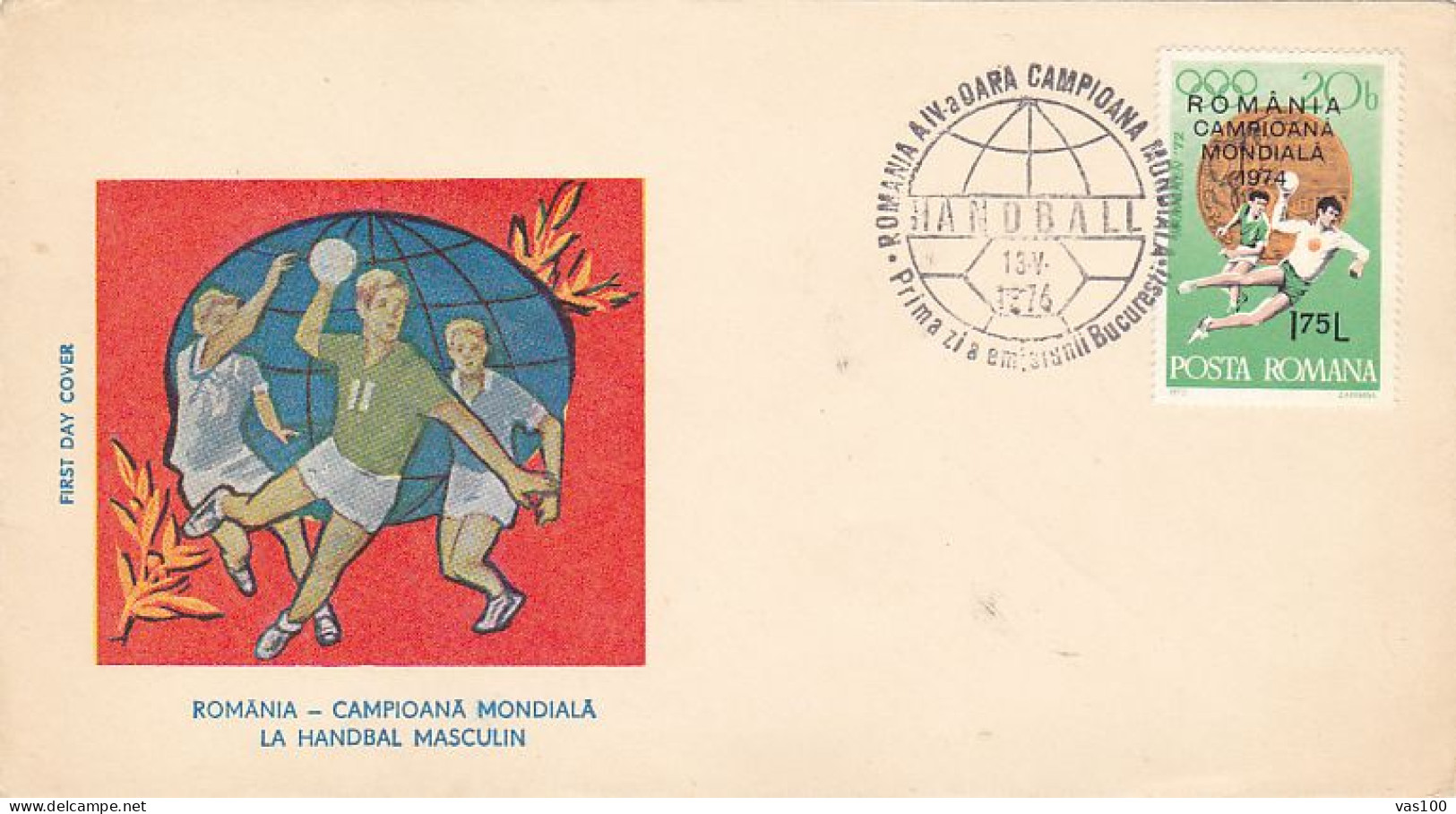 SPORTS, HANDBALL, ROMANIA- WORLD CHAMPION, COVER FDC, 1974, ROMANIA - Balonmano