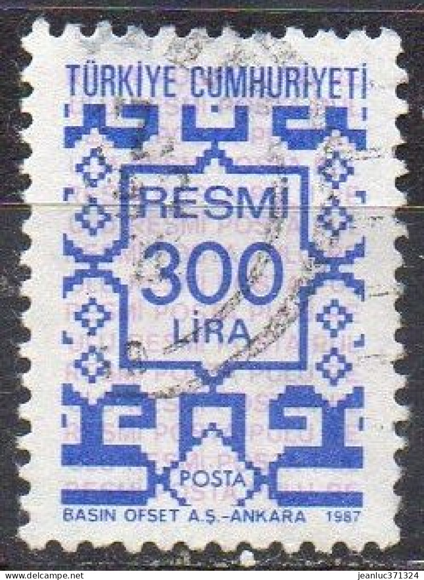 TURQUIE N° Serv 181 O Y&T 1987 Tapisserie - Francobolli Di Servizio