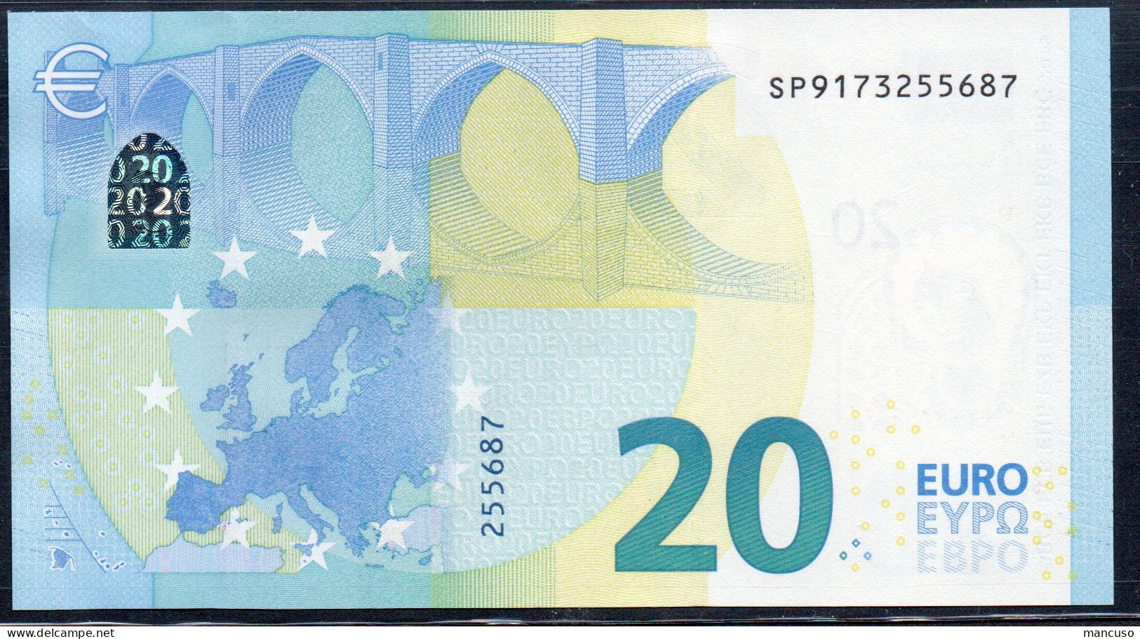 EURO 20  ITALIA SP  S027 I6 LAST POSITION  "17"  LAGARDE  UNC - 20 Euro