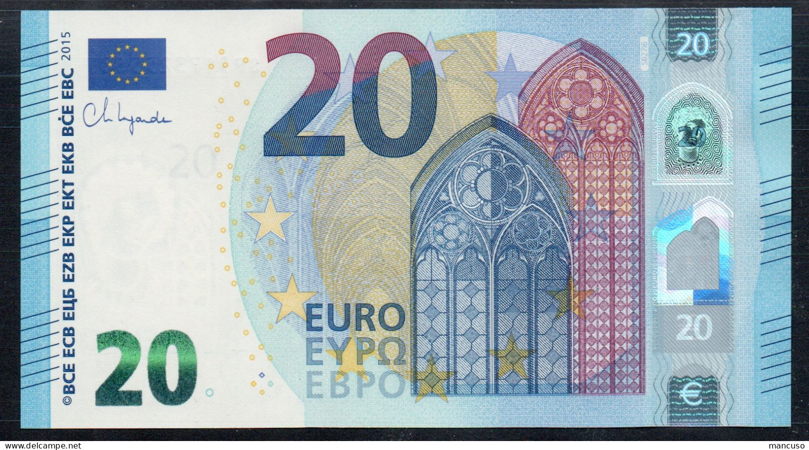 EURO 20  ITALIA SP  S027 I6 LAST POSITION  "17"  LAGARDE  UNC - 20 Euro