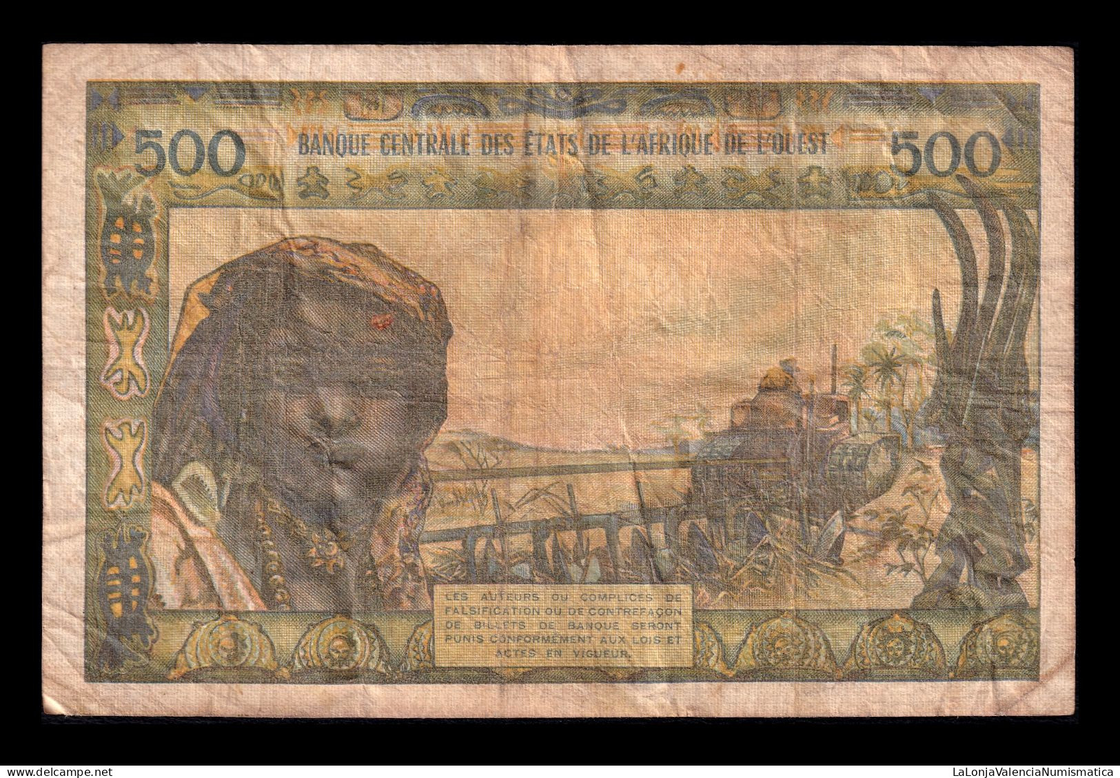 West African St. Senegal 500 Francs ND (1959-1965) Pick 702Kl Bc F - West African States