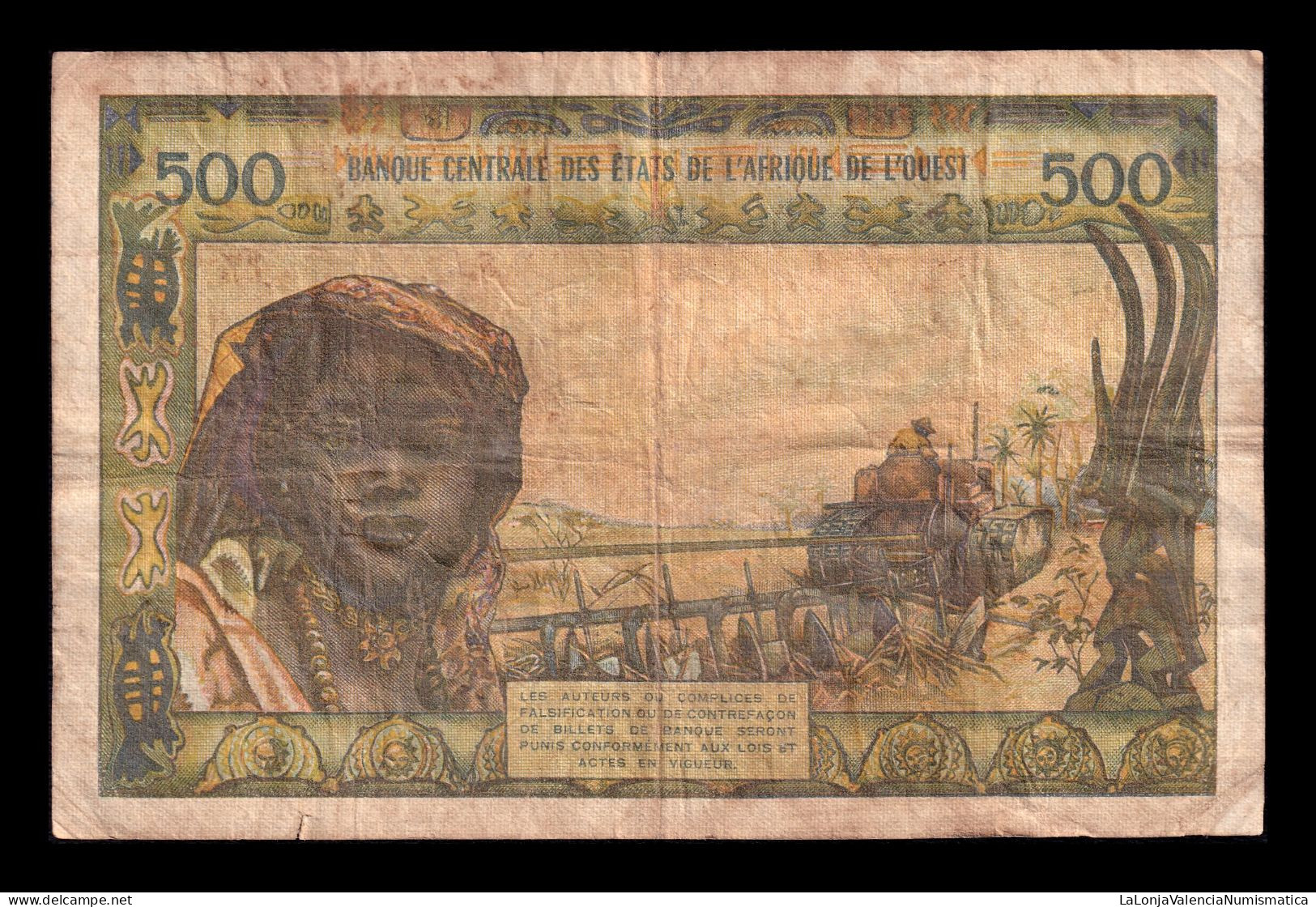 West African St. Senegal 500 Francs ND (1959-1965) Pick 702Ki Bc F - États D'Afrique De L'Ouest