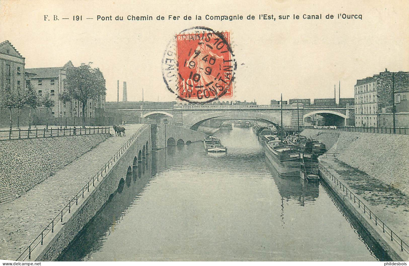 PARIS 19eme Arrondissement  Pont Du Chemin De Fer De La Compagnie De L'Est Sur Le Canal De L'Ourcq - Arrondissement: 19