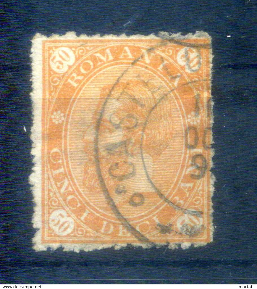 1890/91 ROMANIA N.89 50b Giallo Arancione USATO - Gebruikt