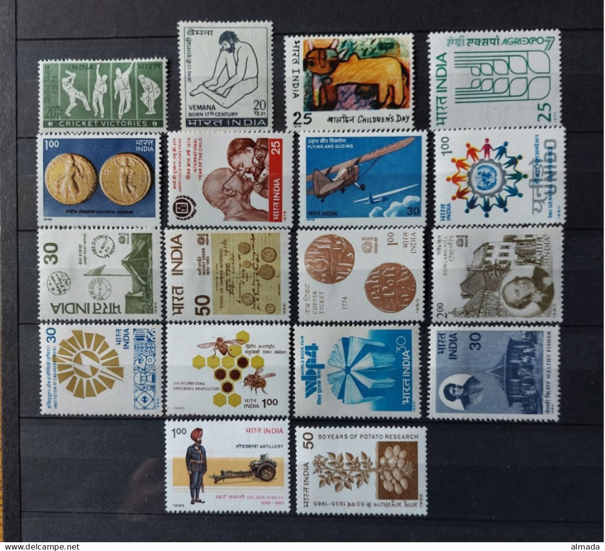 India 1971-1985: 18 Diff. * Mint Hinged, 18 Versch. Ungebraucht Mit Falz - Colecciones & Series