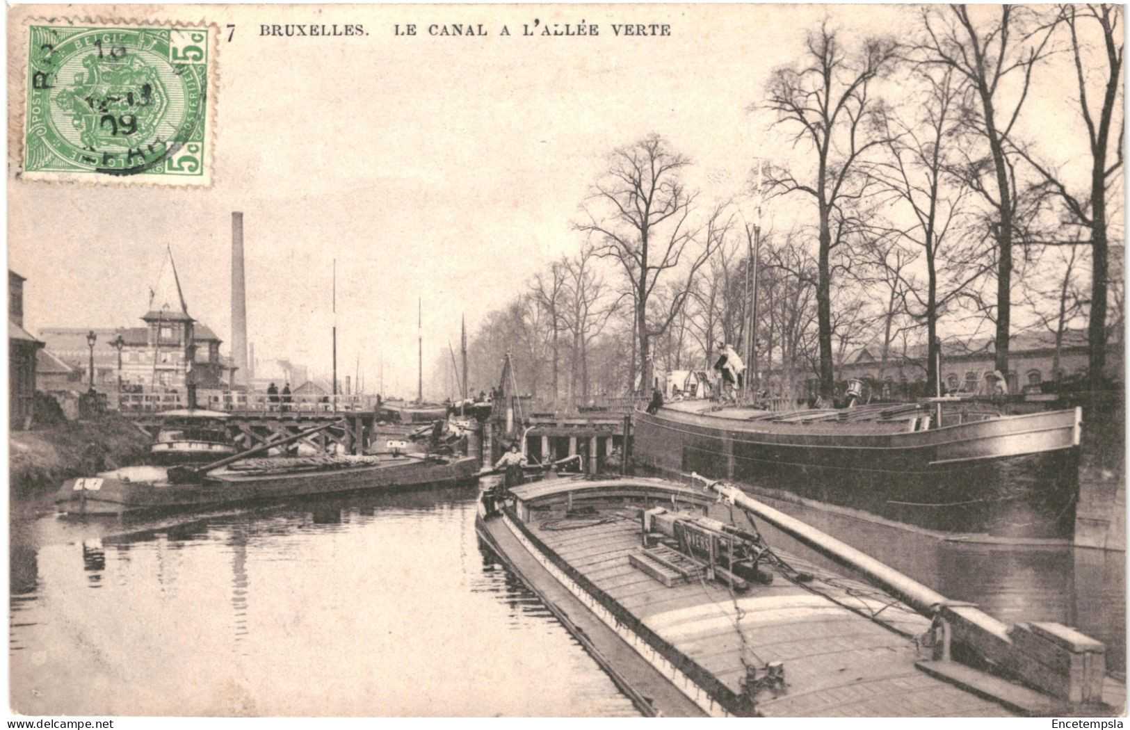 CPA  Carte Postale Belgique Bruxelles Le Canal à L'allée Verte 1909 VM74834ok - Hafenwesen