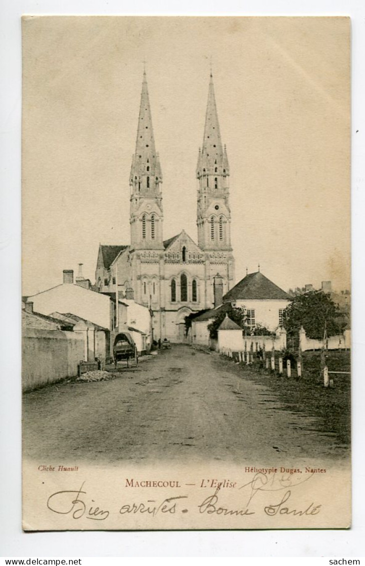 44 MACHECOUL Route D'arrivée L'Eglise écrite Timbrée 1903 Dos Non Divisé    D02 2020  - Machecoul