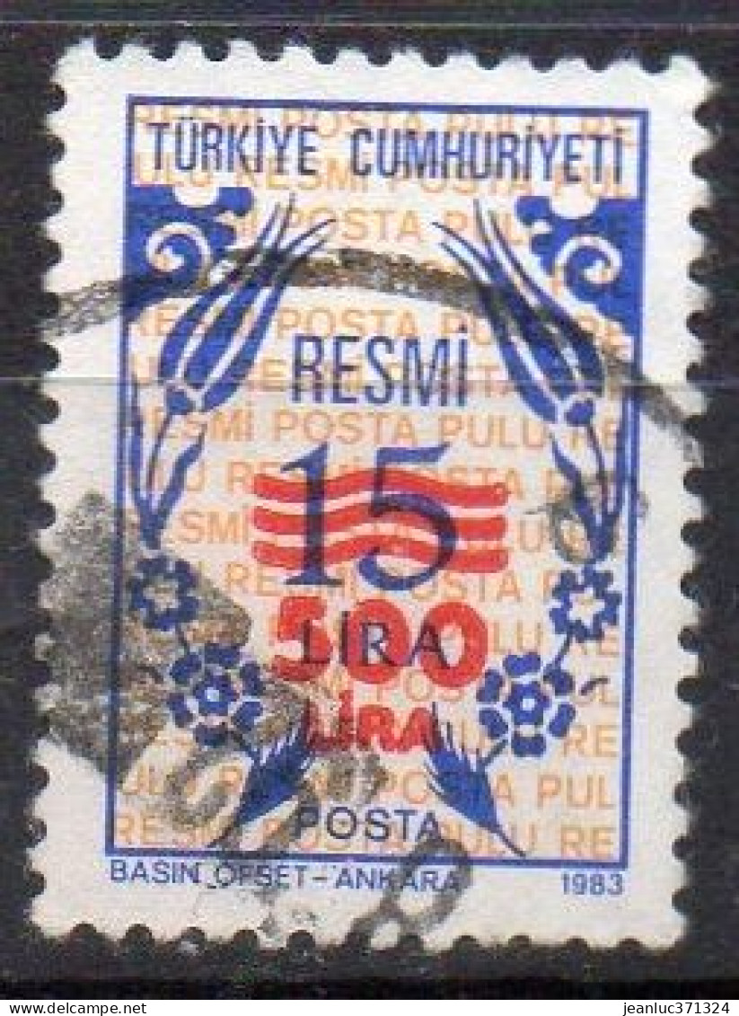 TURQUIE N° Serv 182 O Y&T 1989 500p Sur 15p (n°166) - Dienstmarken