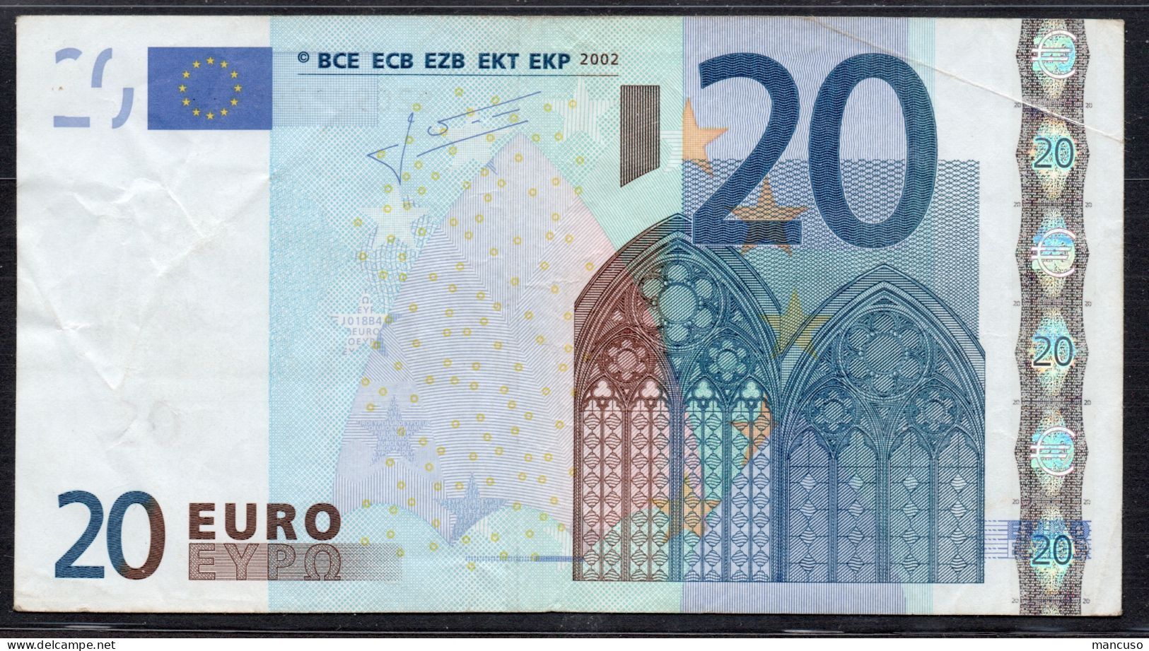 RARE 20 EURO  ITALIA S J018  TRICHET  CIRCULATED - 20 Euro