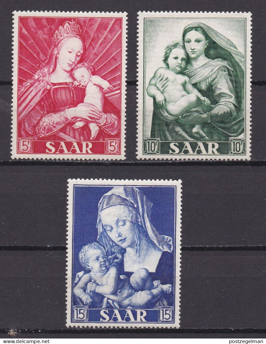 SAAR, 1954, Hinged Stamp(s) , Madonna's, Michel Nr(s). 351-353, Scannr. 2317 - Gebraucht