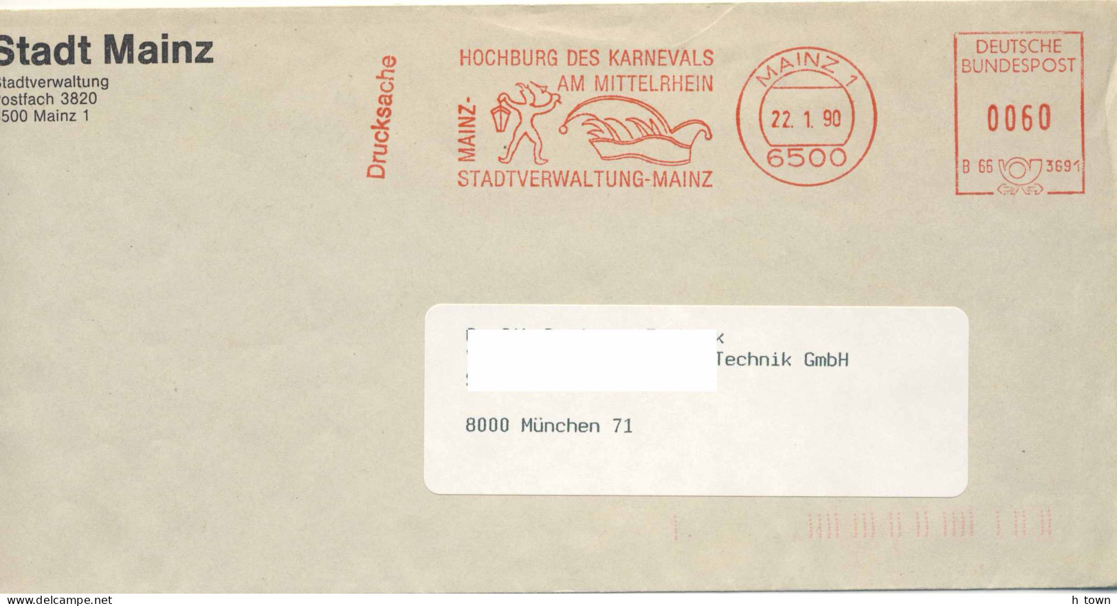 819  Carnaval Mayence: Ema D'Allemagne, 1990 - Carnival Mainz  Meter Stamp From Germany - Karnaval