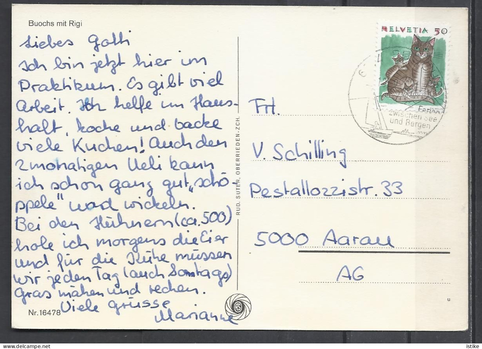 Switzerland, NW, Buoch Mit Rigi,  Sp. Hand Canc., 1990. - Buochs