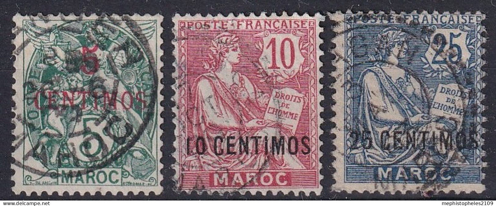 MAROC 1902-03 - Canceled - YT 11, 12, 14 - Gebraucht