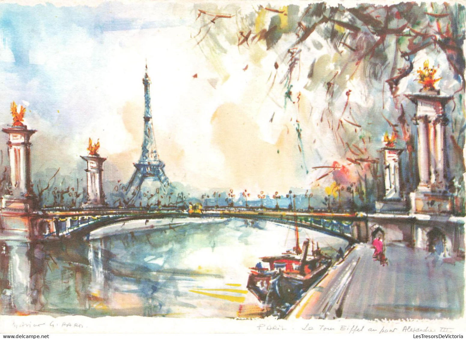 ARTS - Peintures Et Tableaux - La Tour Eiffel Au Pont Alexndre III - M.Girard - Carte Postale Ancienne - Malerei & Gemälde