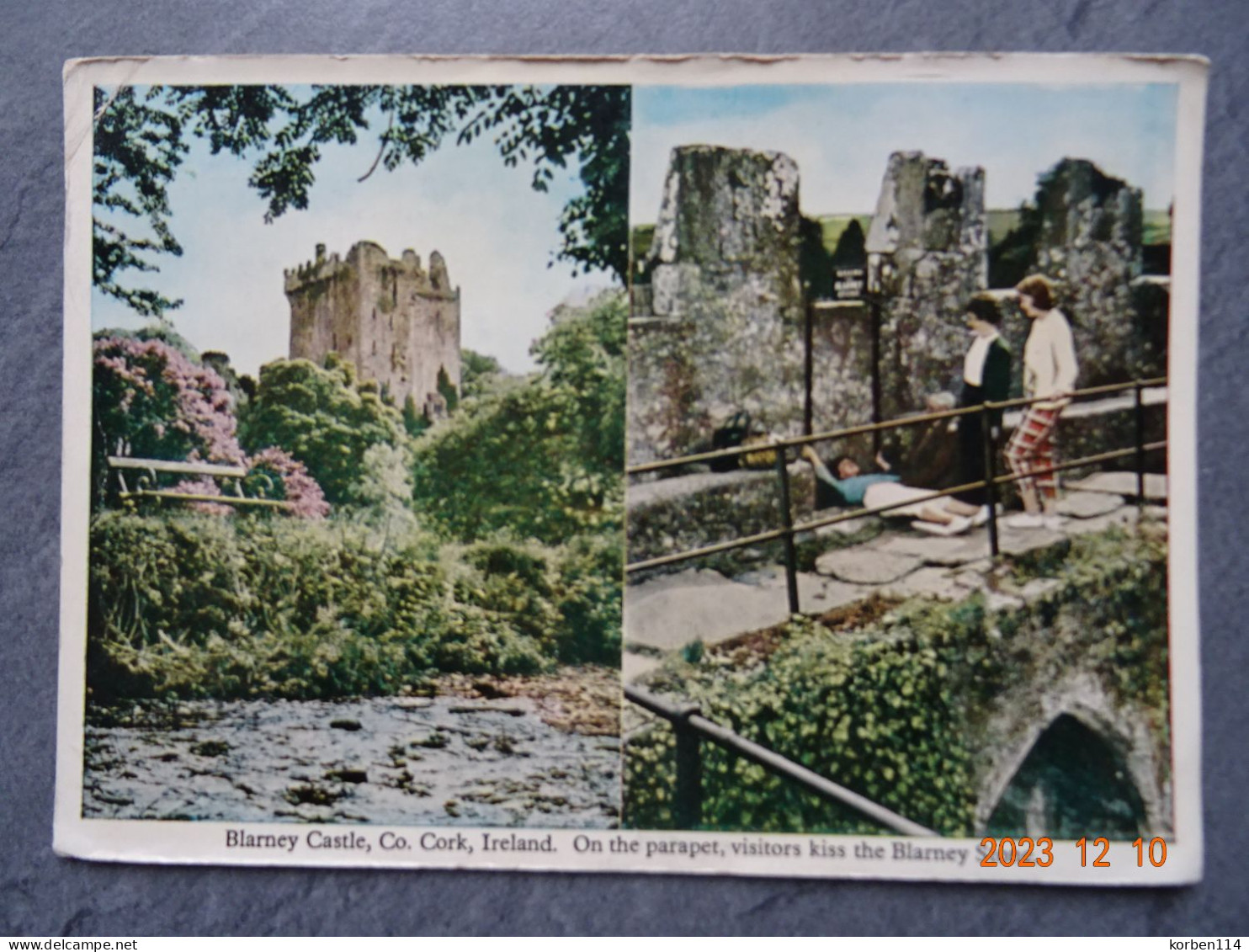 BLARNEY CASTLE ON THE PARAPET VISITORS KISS THE BLARNEY STONE - Cork