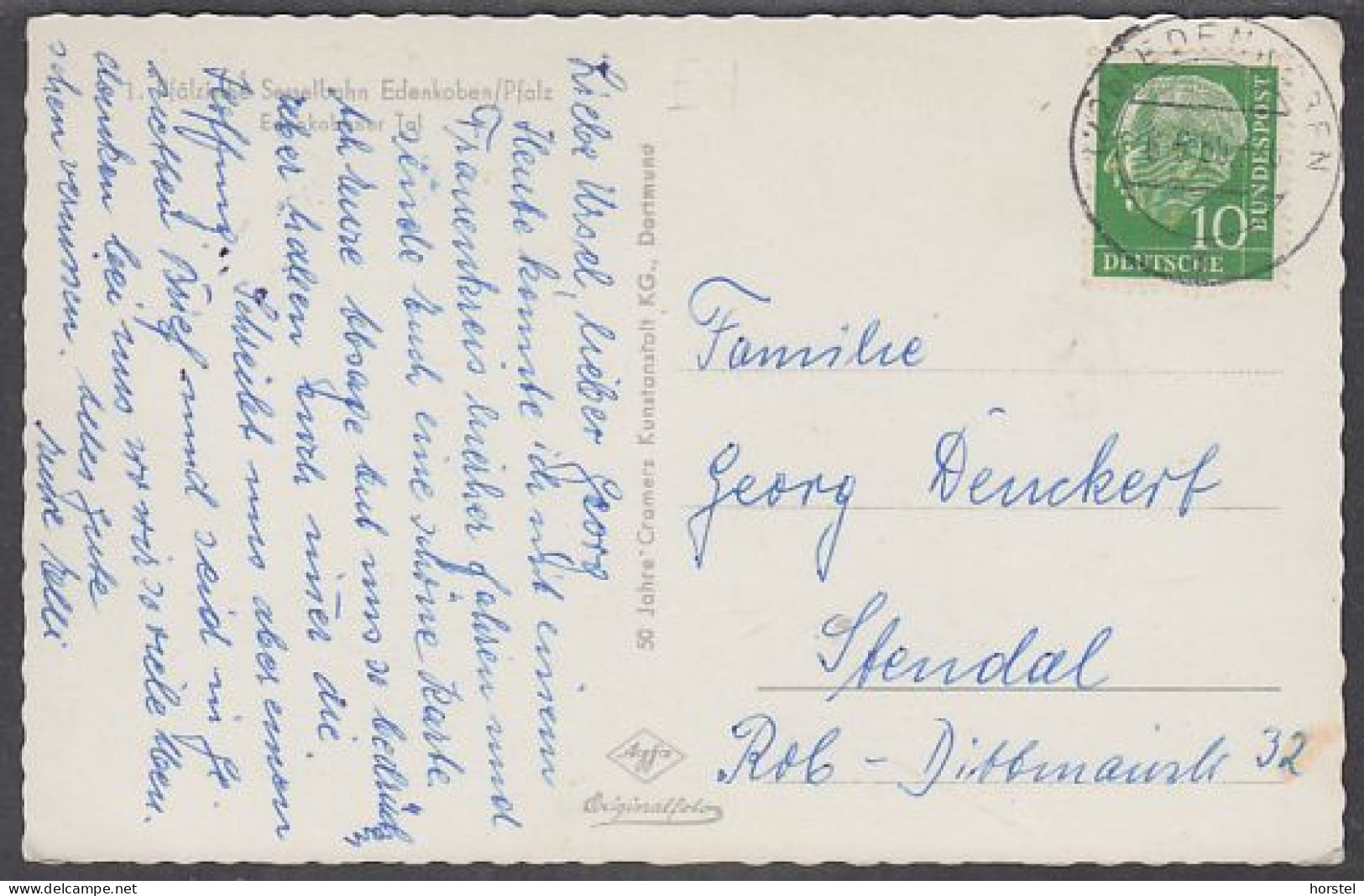 D-67480 Edenkoben - Pfalz - Edenenkobener Tal - Sesselbahn - Cekade Luftbild - Stamp 1958 - Edenkoben