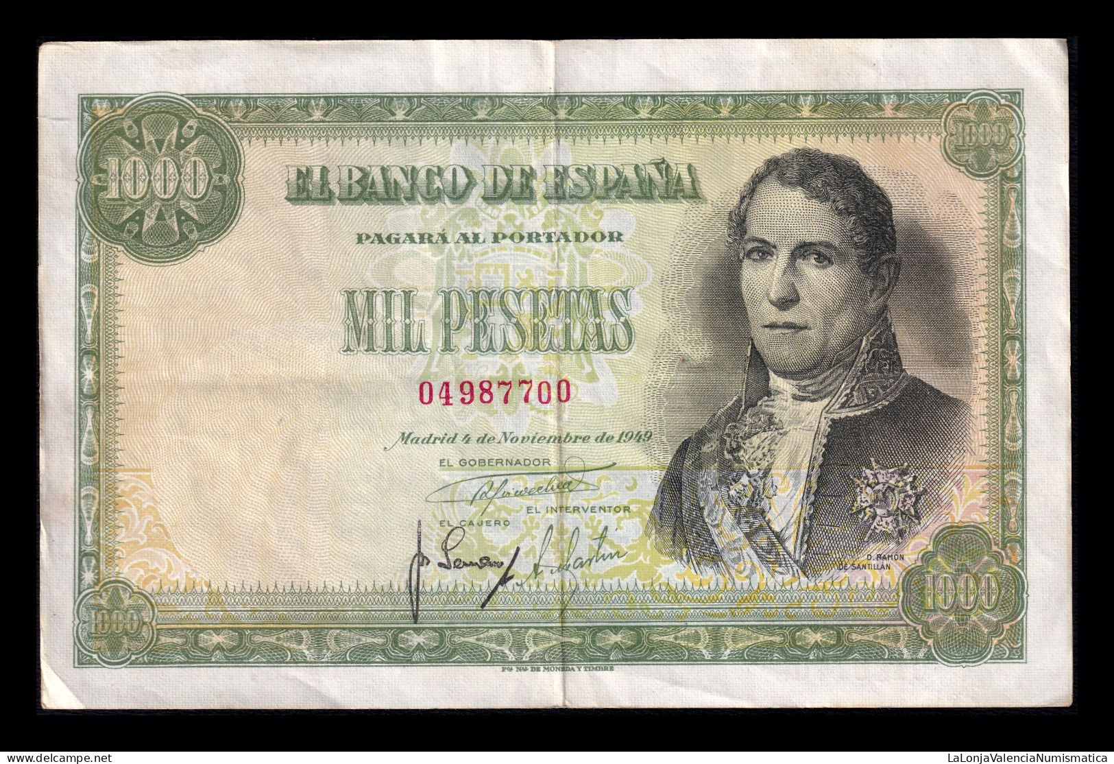 España Spain 1000 Pesetas Ramón De Santillán 1949 Pick 138 Mbc/Ebc Vf/Xf - 1000 Pesetas