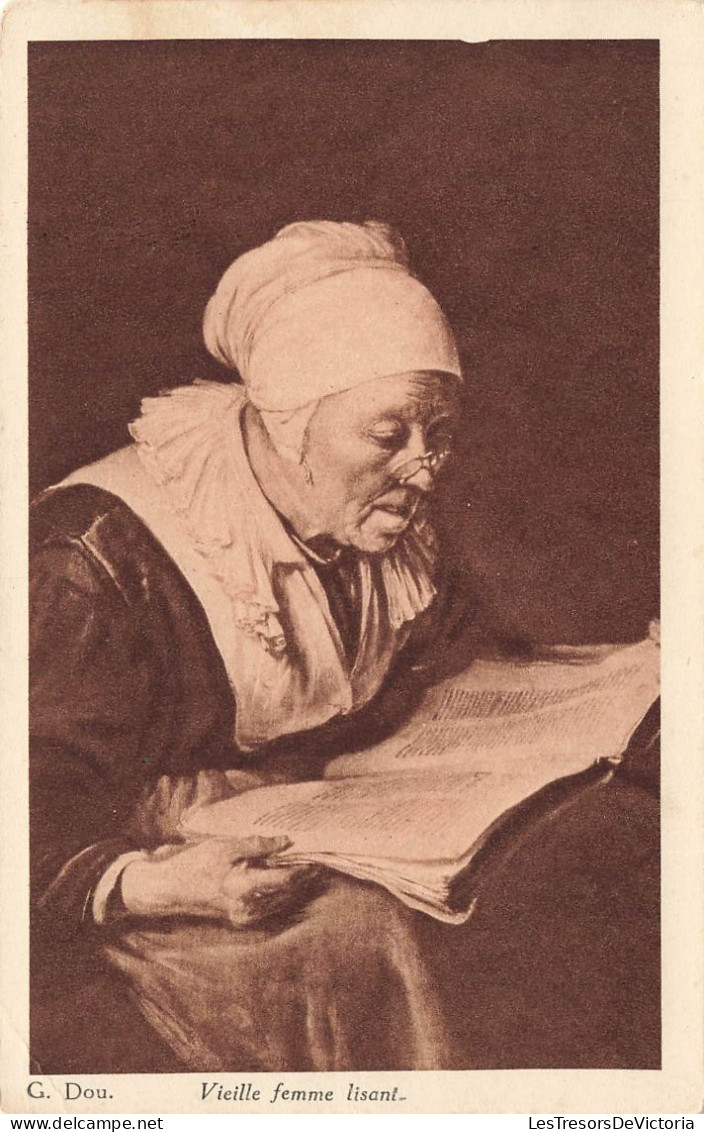 PEINTURES & TABLEAUX - Dou - Vieille Femme Lisant - Carte Postale Ancienne - Malerei & Gemälde