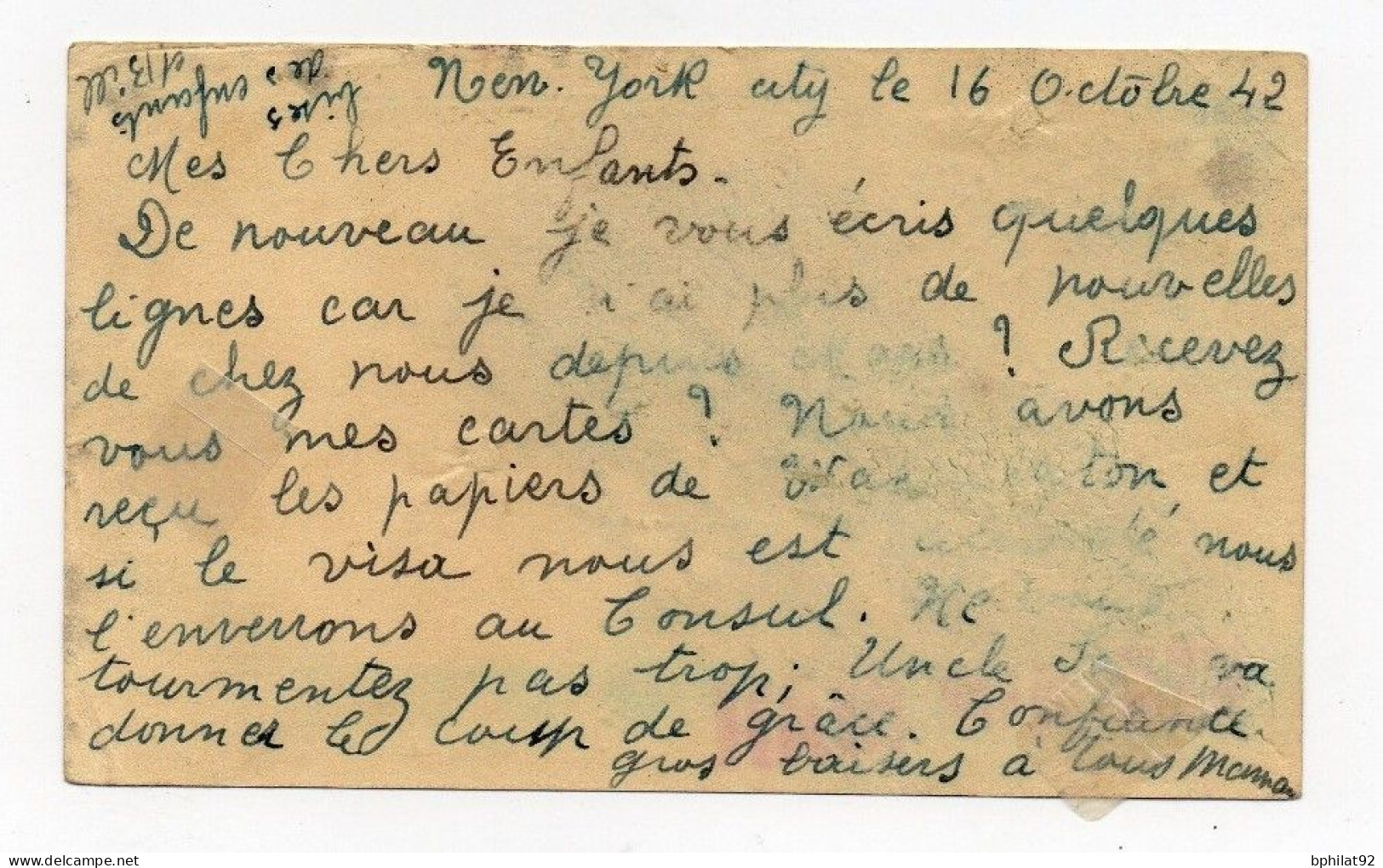 !!! COURRIER ACCIDENTE - VOL NEW YORK/FRANCE D'OCTOBRE 1942 - Cartas Accidentadas