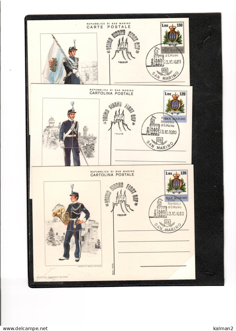 TEM19544  -   23.10.80  FDC CART.POSTALI " UNIFORMI SANMARINESI - 2° EMISSIONE " - CAT.FILAGRANO C.48/C.49 - Entiers Postaux