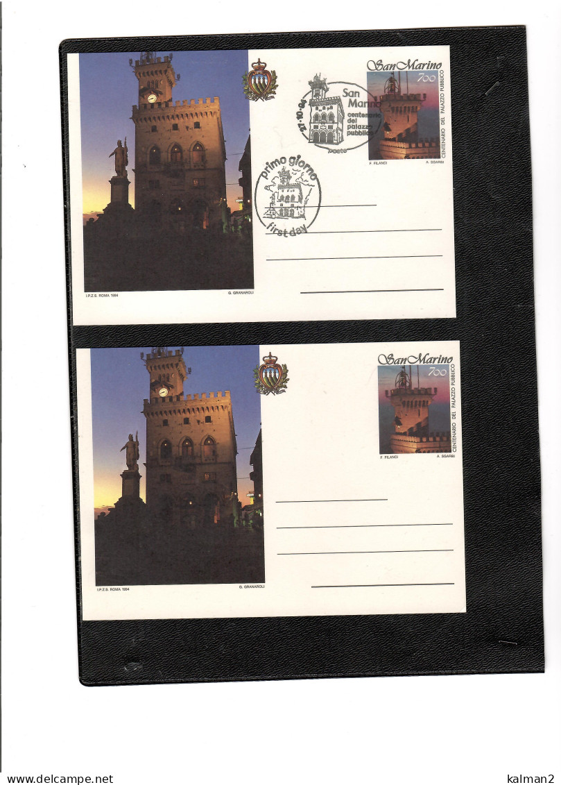 TEM19551  -    CART.POSTALI   " CENTENARIO PALAZZO DEL GOVERNO" - CAT.FILAGRANO C.66/C.67 -  FDC + NUOVA - Postal Stationery