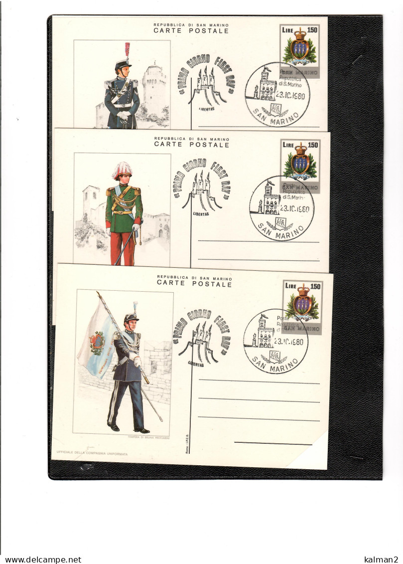 TEM19545  - FDC CART.POSTALI " UNIFORMI SANMARINESI - 2° EMISSIONE " - CAT.FILAGRANO C.48/C.49 - FDC + NUOVO - Enteros Postales