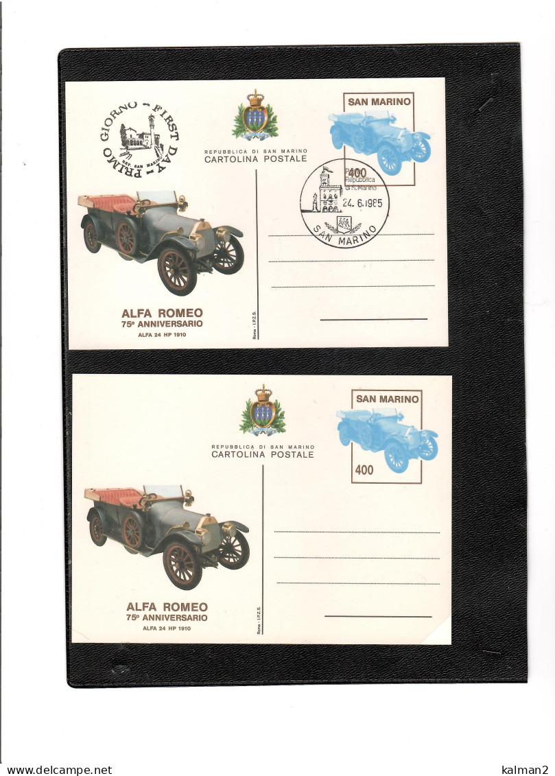 TEM19556  -  CART.POSTALI   " 75°  ANNIVERSARIO ALFA ROMEO " - CAT.FILAGRANO C.62 -  FDC  +  NUOVA - Entiers Postaux