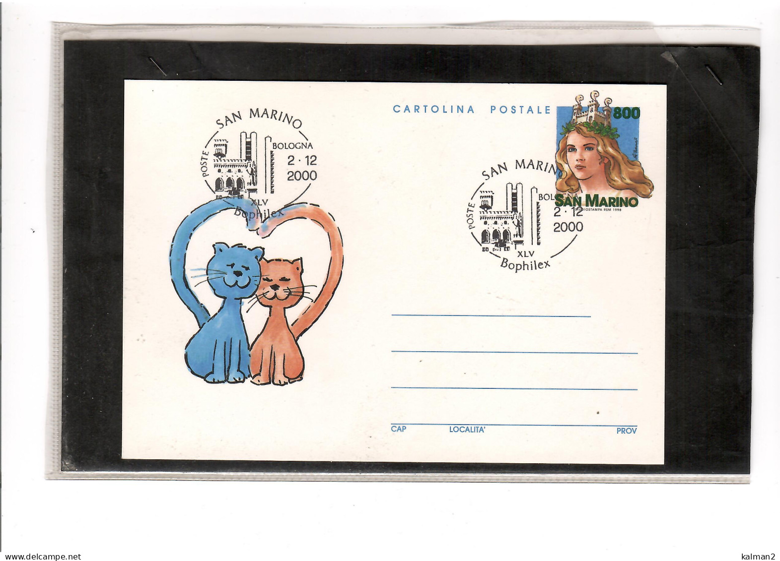 TEM19566  -  CART.POSTALI   " 2.12.2000   XLV BOPHILEX " - CAT.FILAGRANO C.68/5  - Ganzsachen