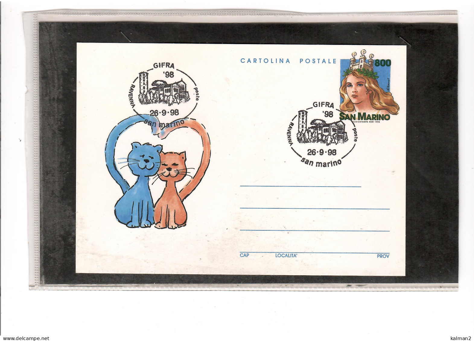 TEM19567  -  CART.POSTALI   " 26.9.1998 - GIFRA '98 " - CAT.FILAGRANO C.68/5  - Enteros Postales