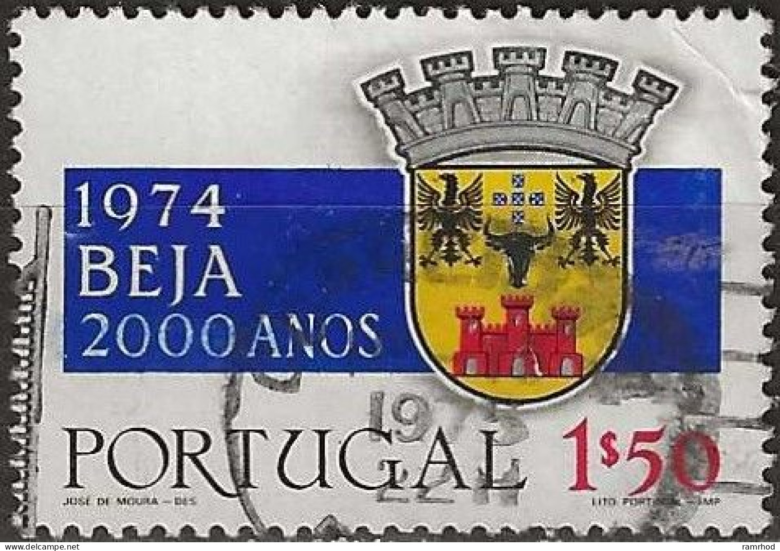 PORTUGAL 1974 Bimillenary Of Beja - 1e50. - Arms Of Beja FU - Oblitérés
