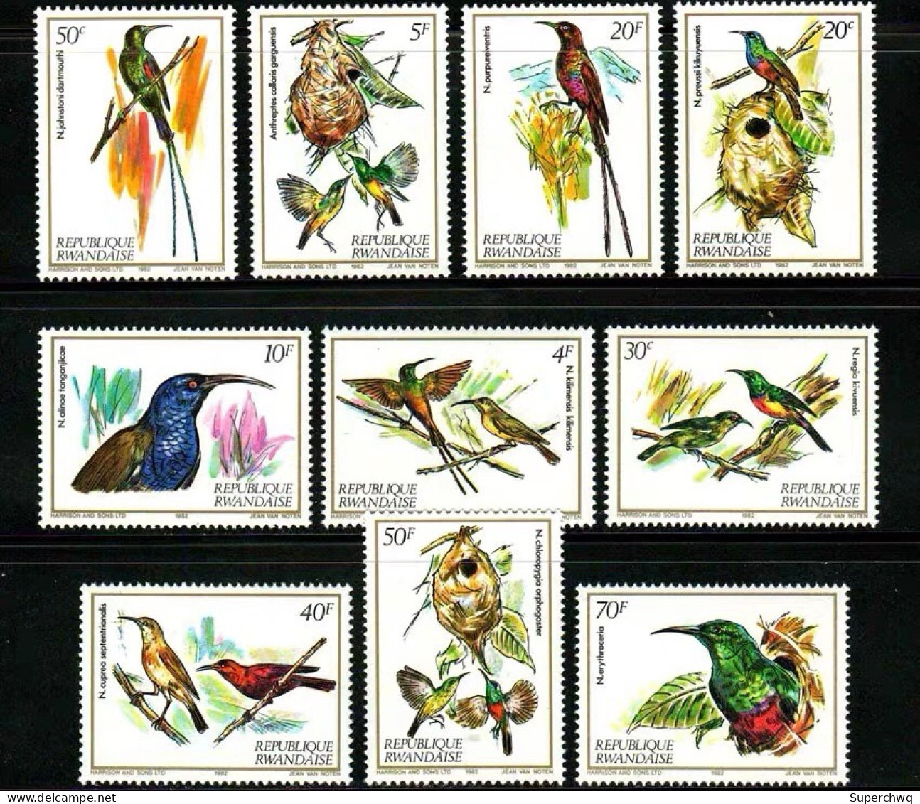 Rwanda 1983 Music And Art Painting，10v MNH - Unused Stamps