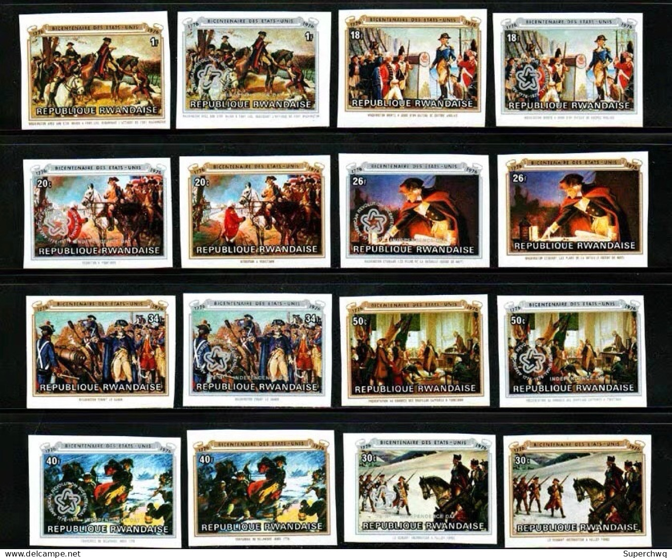 Rwanda 1976 American Revolutionary War Painting Washington，16v MNH - Unused Stamps