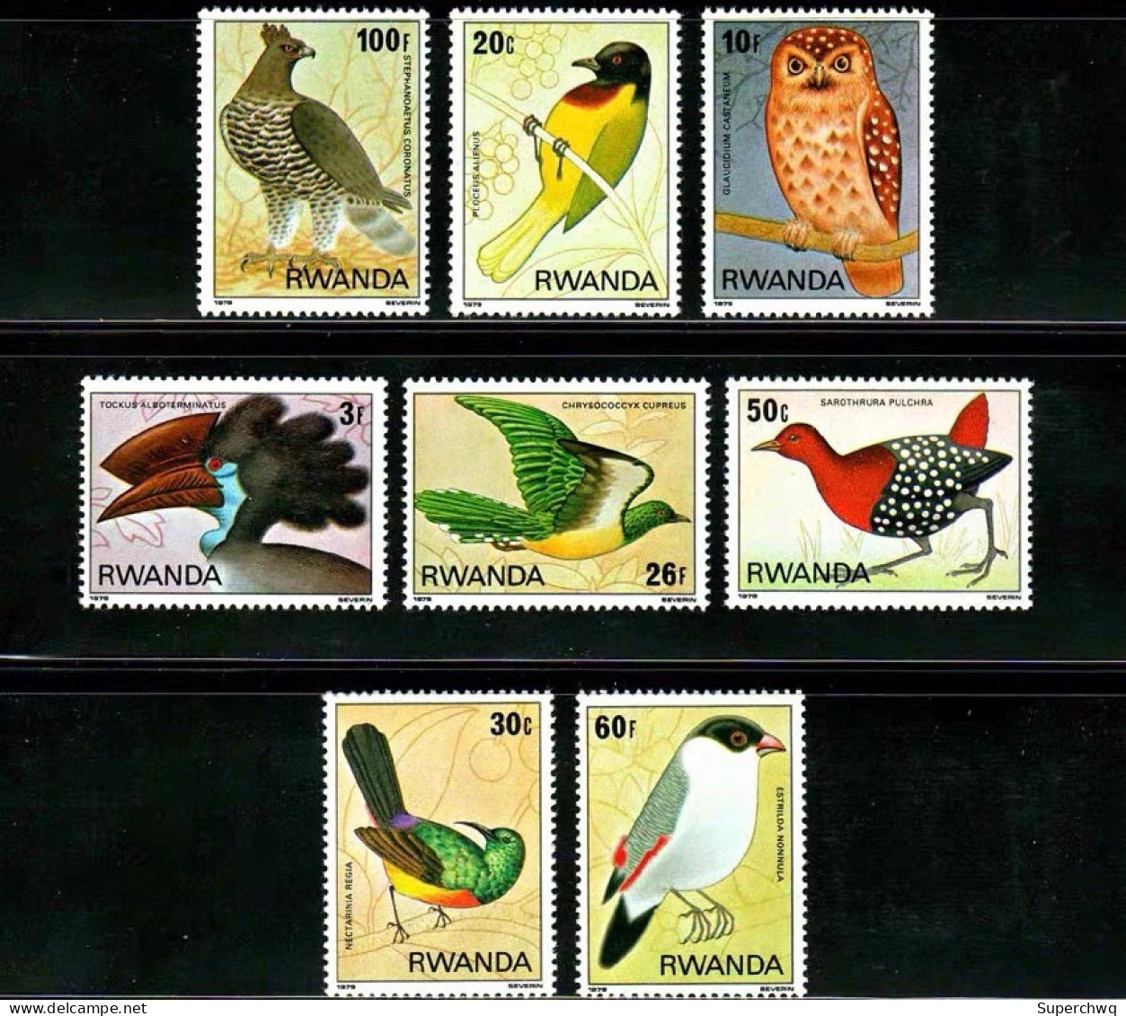 Rwanda 1980 Birds In Nyonggui National Forest Park，8v MNH - Nuevos
