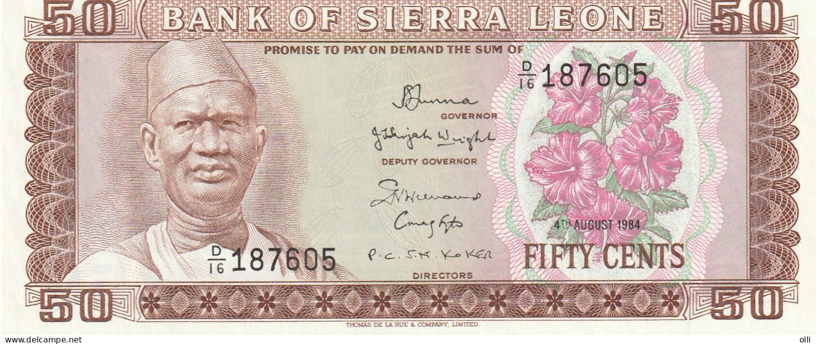 SIERRA LEONE  50 CENT P-4e  UNC - Sierra Leona