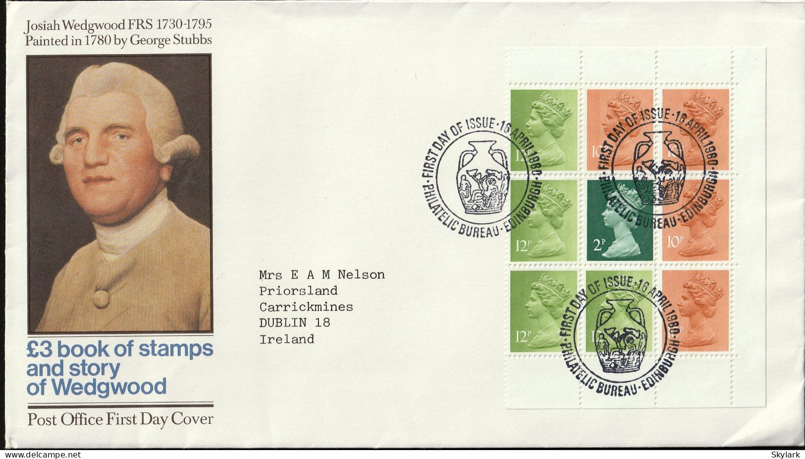 Great Britain   .   1980   .  "Josiah Wedgewood FRS 1730 - 1795"   .   First Day Cover - 9 Stamps - 1971-1980 Em. Décimales