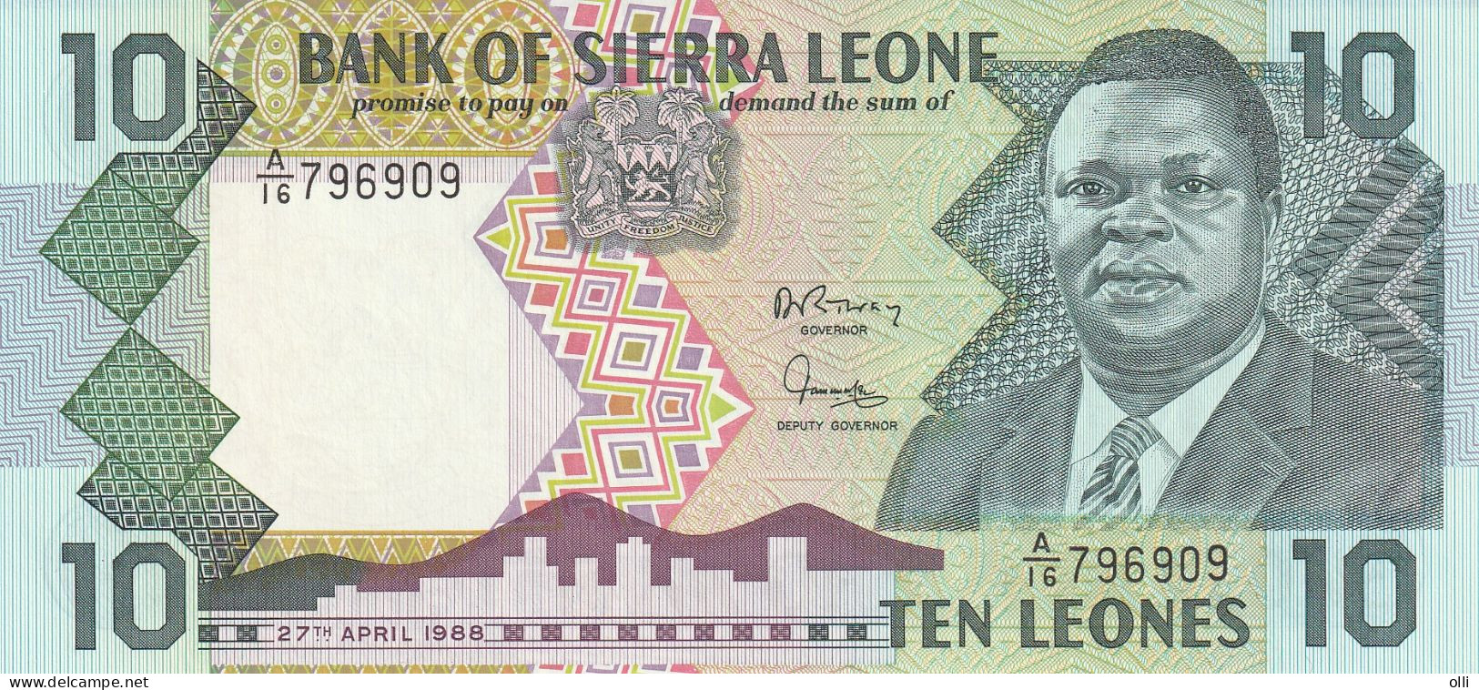 SIERRA LEONE  10LEONES  1988  P-15  UNC - Sierra Leone