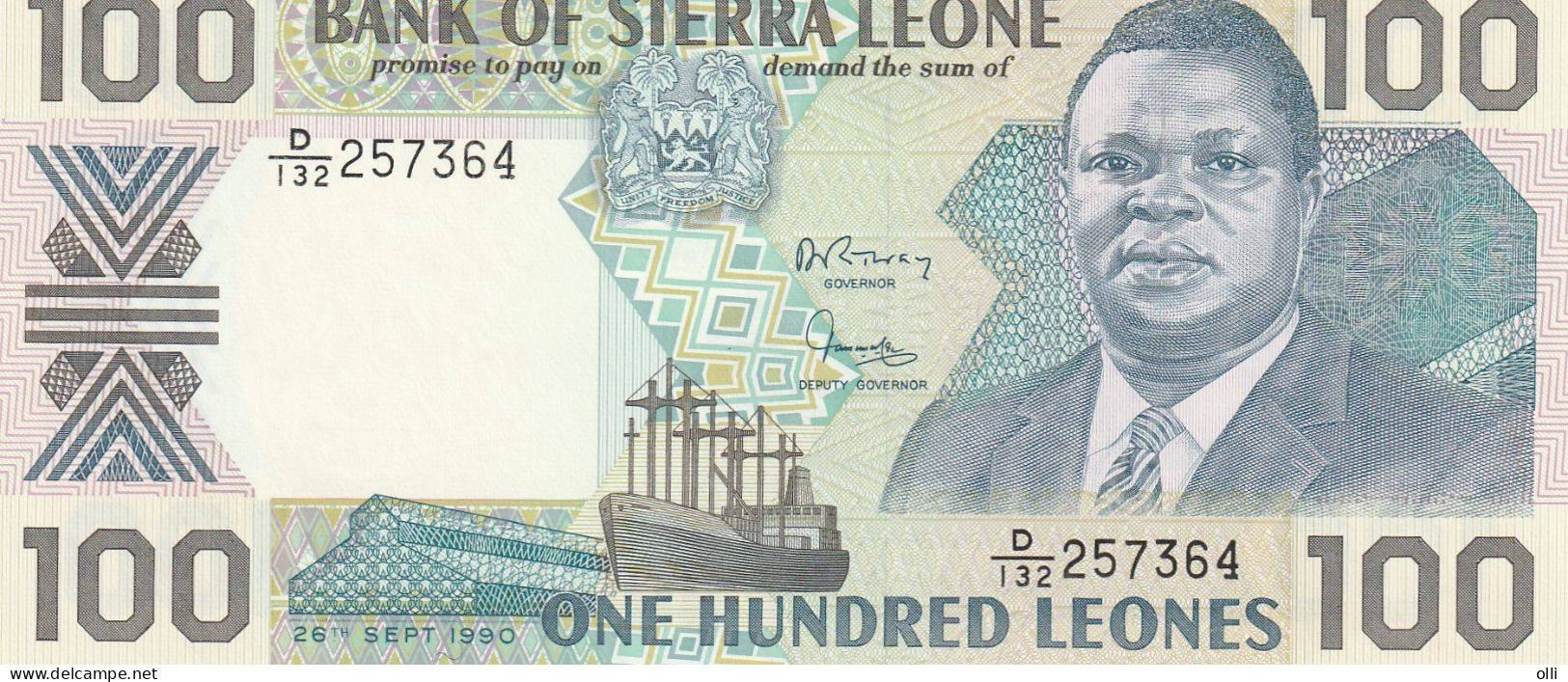 SIERRA LEONE  100LEONES  1989-90  P-18  UNC - Sierra Leona