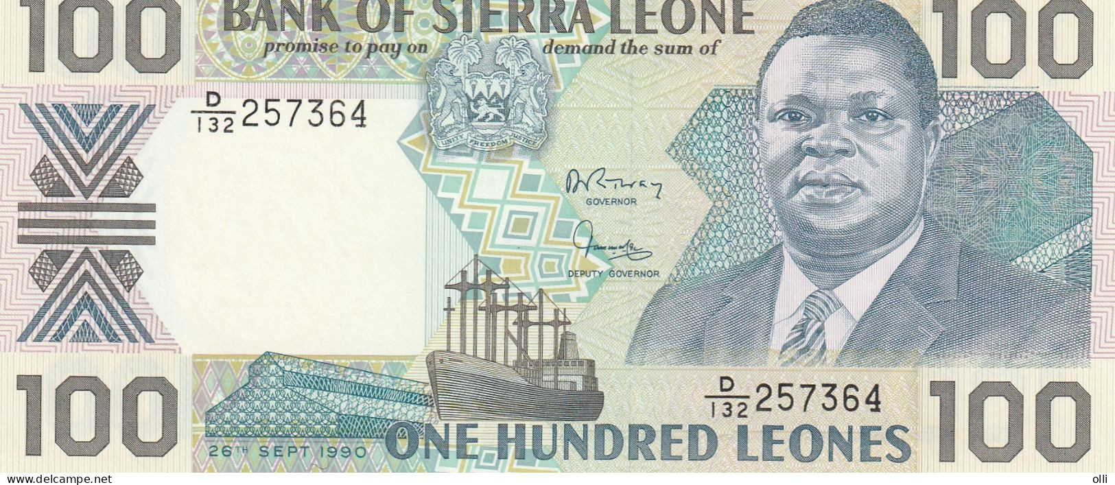 SIERRA LEONE  100LEONES  1989-90  P-18  UNC - Sierra Leone