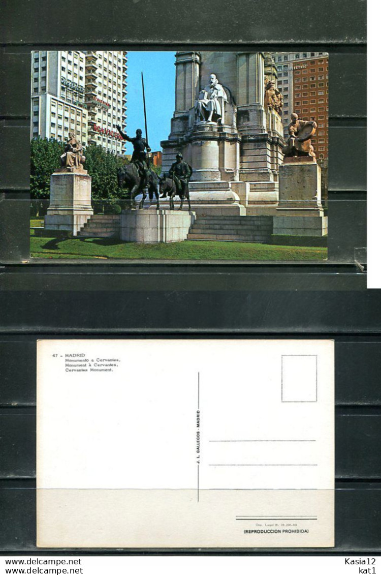 K16786)Ansichtskarte: Madrid, Cervantes-Denkmal - Madrid