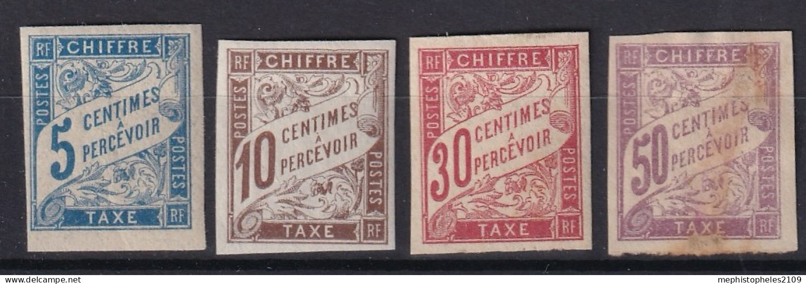 COLONIES FRANCAISES 1893-1908 - MLH - YT 18, 19, 22, 23 - Timbres Taxes - Portomarken