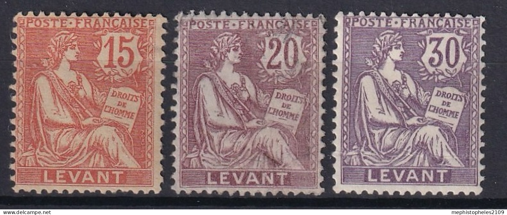 LEVANT 1902/20 - MLH - YT 15, 16, 18 - Unused Stamps