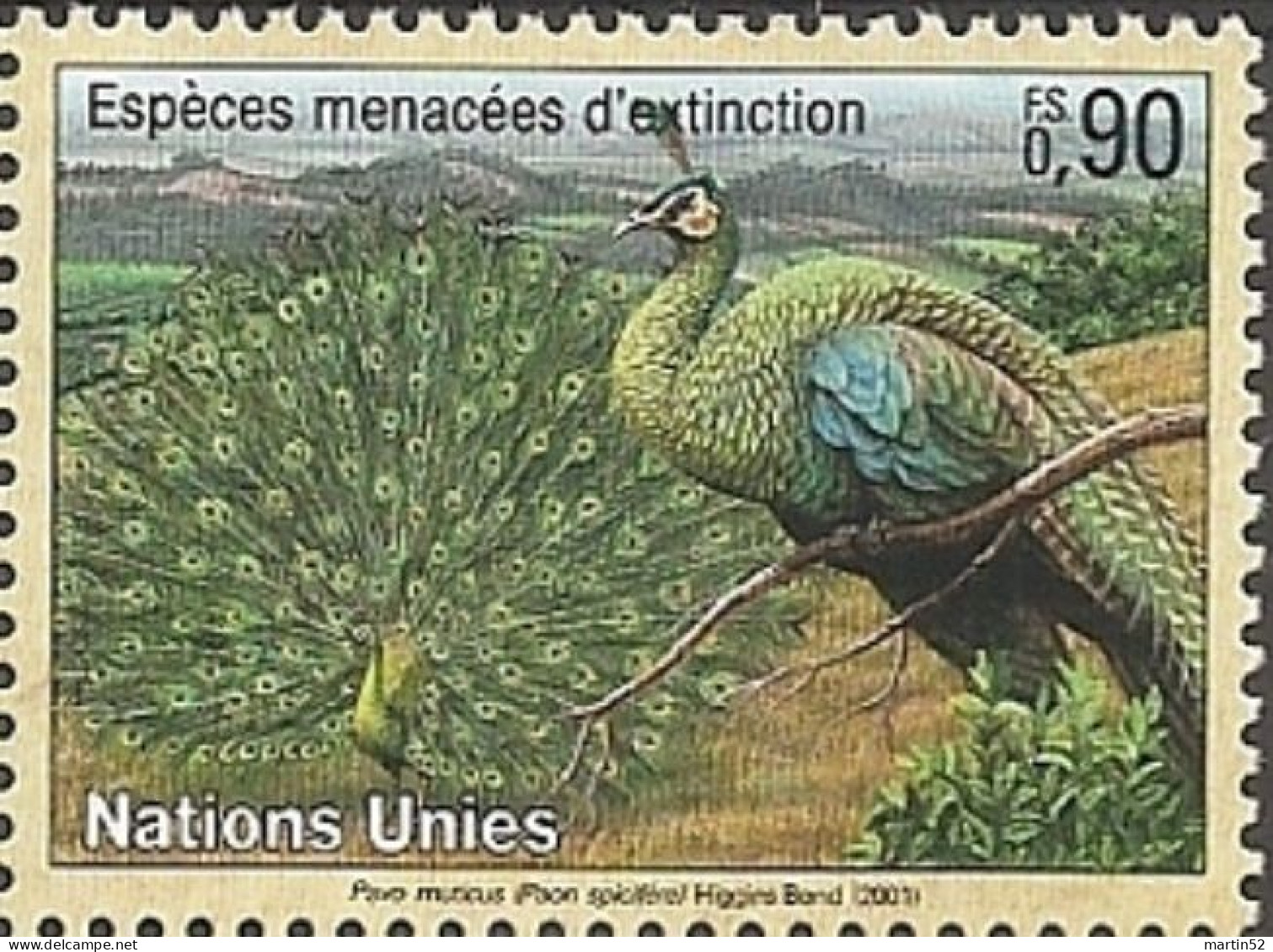 UNO-Genf ONU-Genève 2001: Zu 418 Mi 410 Yv 425 ** Pfau Paon Peacock (Pavo Muticus) Zum  Postpreis - à La Faciale - Paons