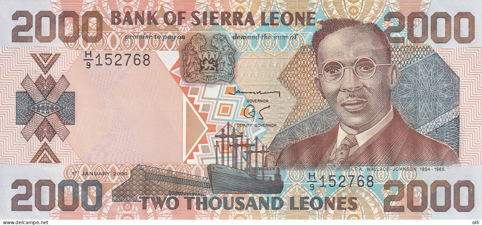 SIERRA LEONE  2000LEONES  2000  P-25  UNC - Sierra Leone