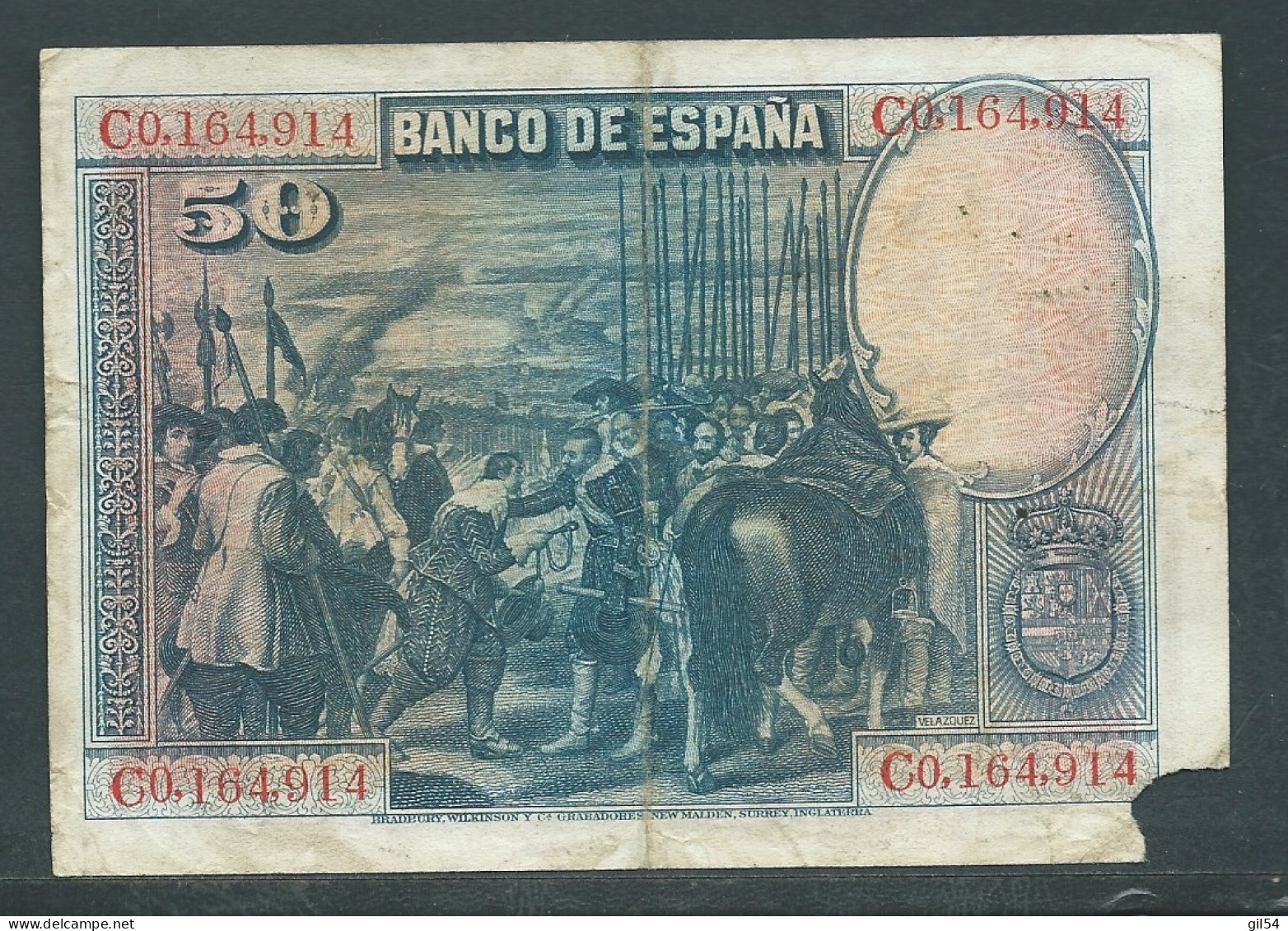 ESPAGNE 50 PESETAS 1928 5 MANQUE DANS UN ANGLE - CO.164,914-- Laura 13309 - 50 Pesetas