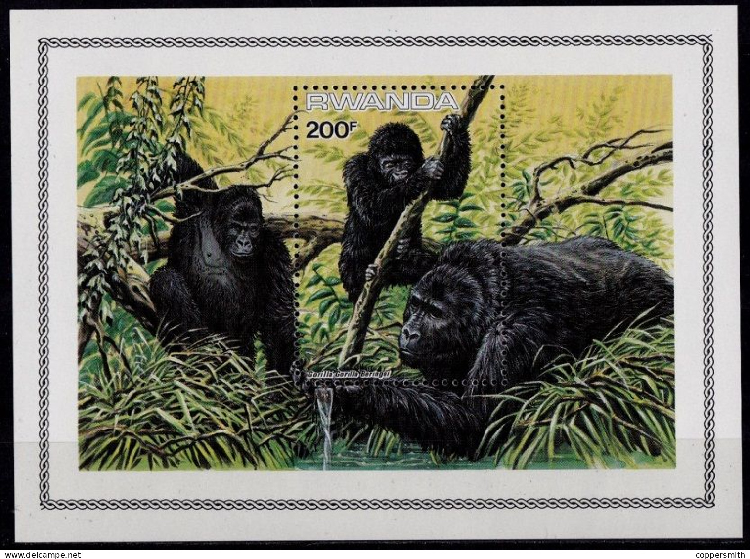 (046) Rwanda  Animals / Tiere / Monkeys / Singes / Affen / Gorillas  ** / Mnh  Michel BL 103 - Neufs
